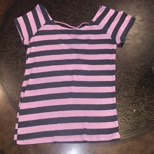 Pink and Grey Striped Top